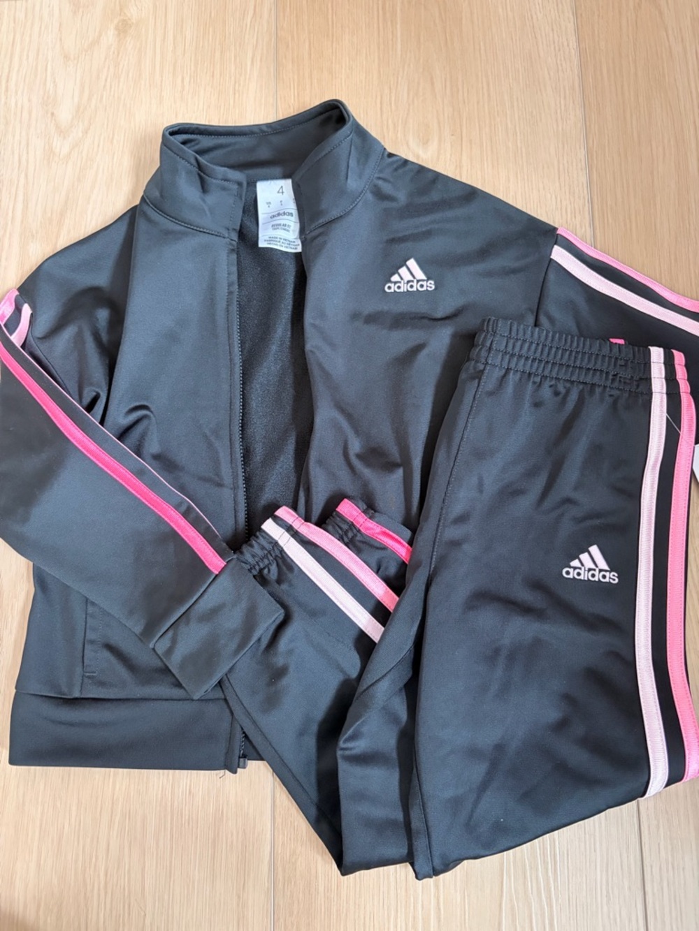 adidas Girls Black Regular Fit Track Set